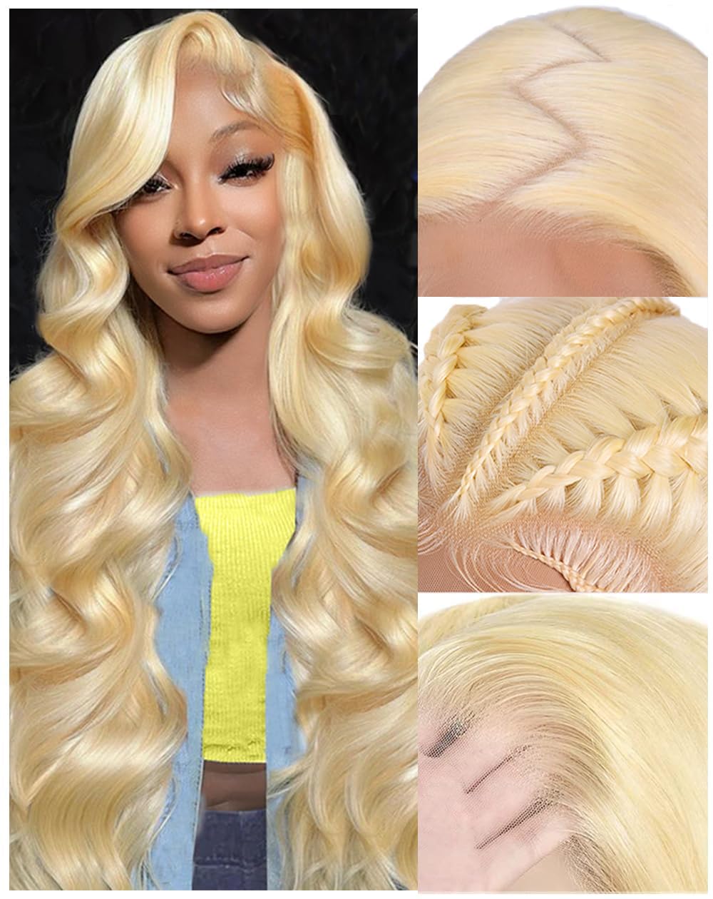 613 Blonde Body Wave Lace Front Wig - 30 cali, peruka z naturalnych włosów,