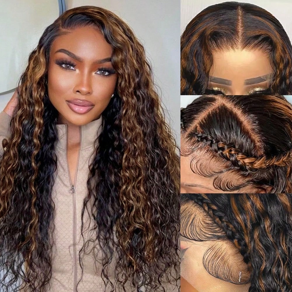 Hd Lace Frontal Wig Human Hair Pre Plucked - 16-34 cali 1B/30 # Peruka z