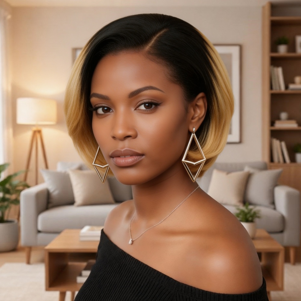 Glueless Wear And Go Human Hair Wig - 8-calowy krótki bob, peruka z koronką