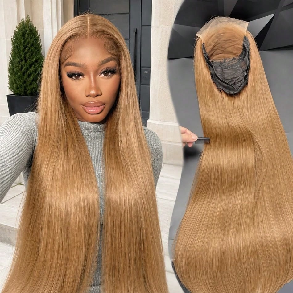 Hd Lace Frontal Wig Human Hair Pre Plucked - 30 cali # 27 Peruki z