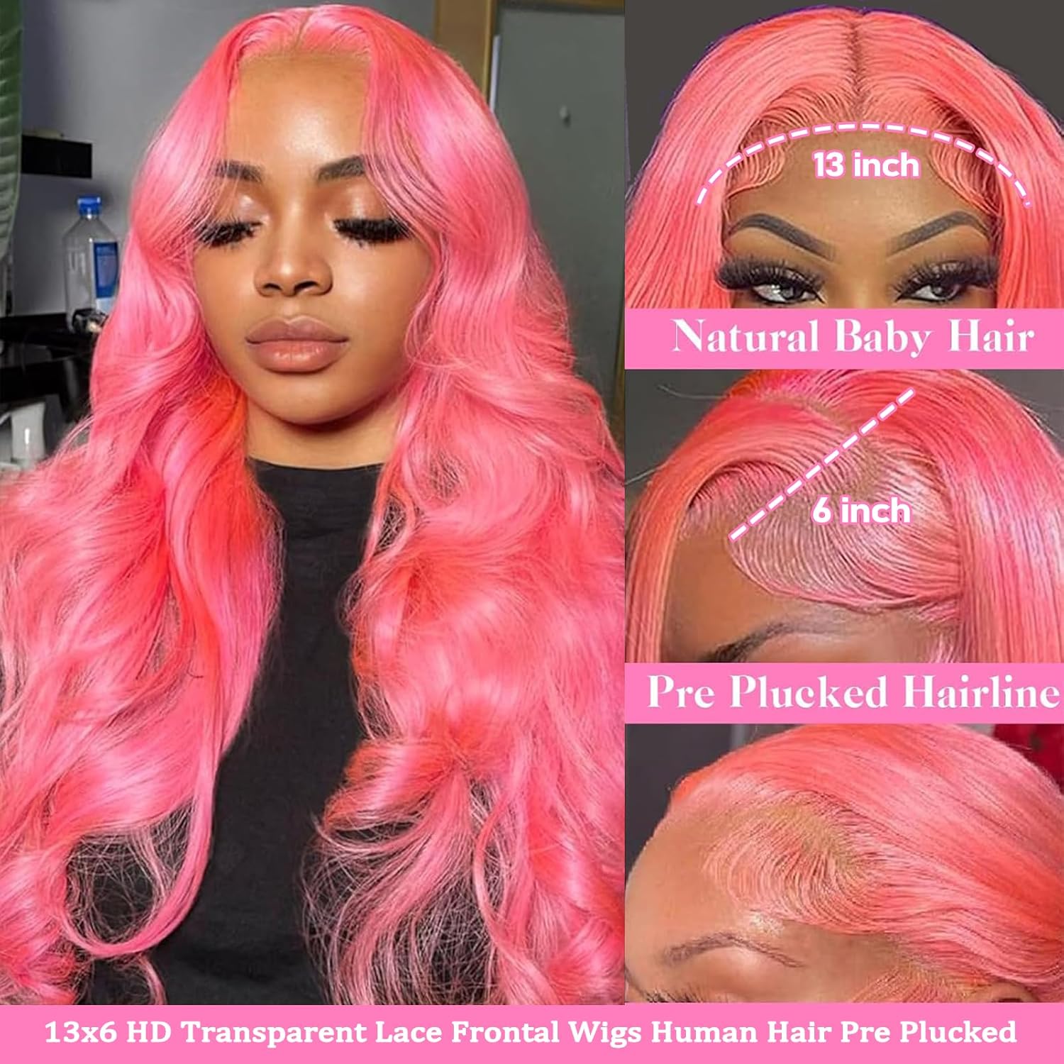 Różowe peruki z koronkowym fro – Hd Lace Frontal Wig Human Hair Pre Plucked recenzja i cena