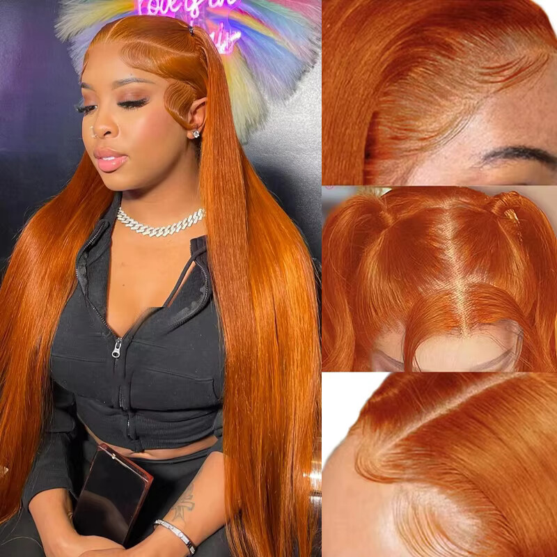 34-calowe pomarańczowe imbirow – Glueless Wear And Go Human Hair Wig recenzja i cena
