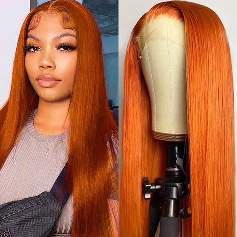 34-calowe pomarańczowe imbirow – Glueless Wear And Go Human Hair Wig recenzja i cena