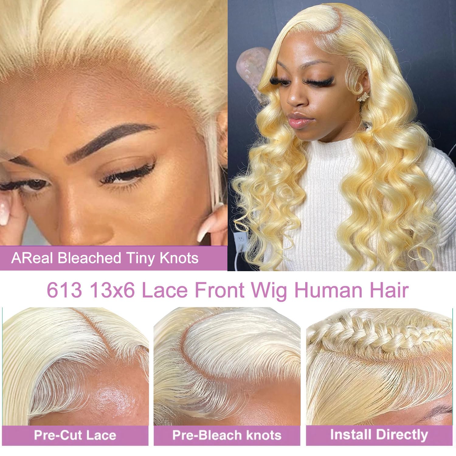 30 cali, peruka z naturalnych  – 613 Blonde Body Wave Lace Front Wig recenzja i cena