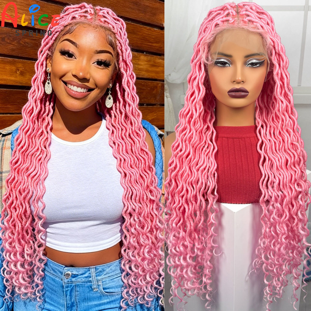 Różowe peruki syntetyczne z pe – Synthetic Braided Wigs For Black Women recenzja i cena